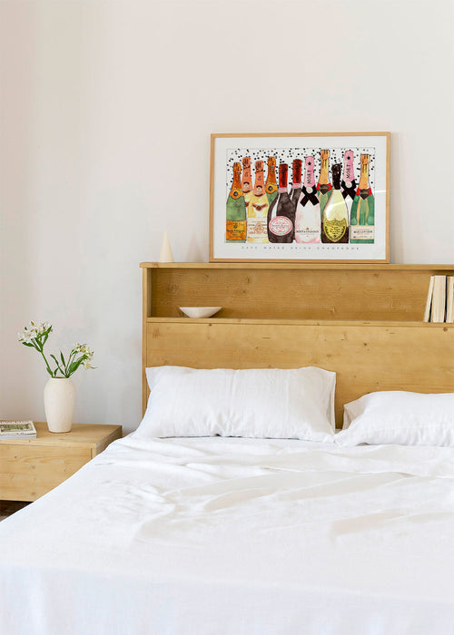 Keuken kunst met geïllustreerde champagneflessen