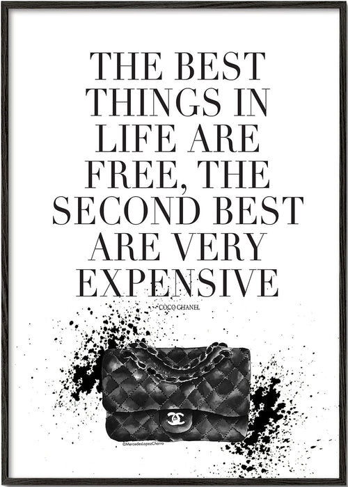 Vintage poster met iconische tas en typografische quote