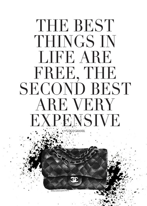 Vintage poster met iconische tas en typografische quote