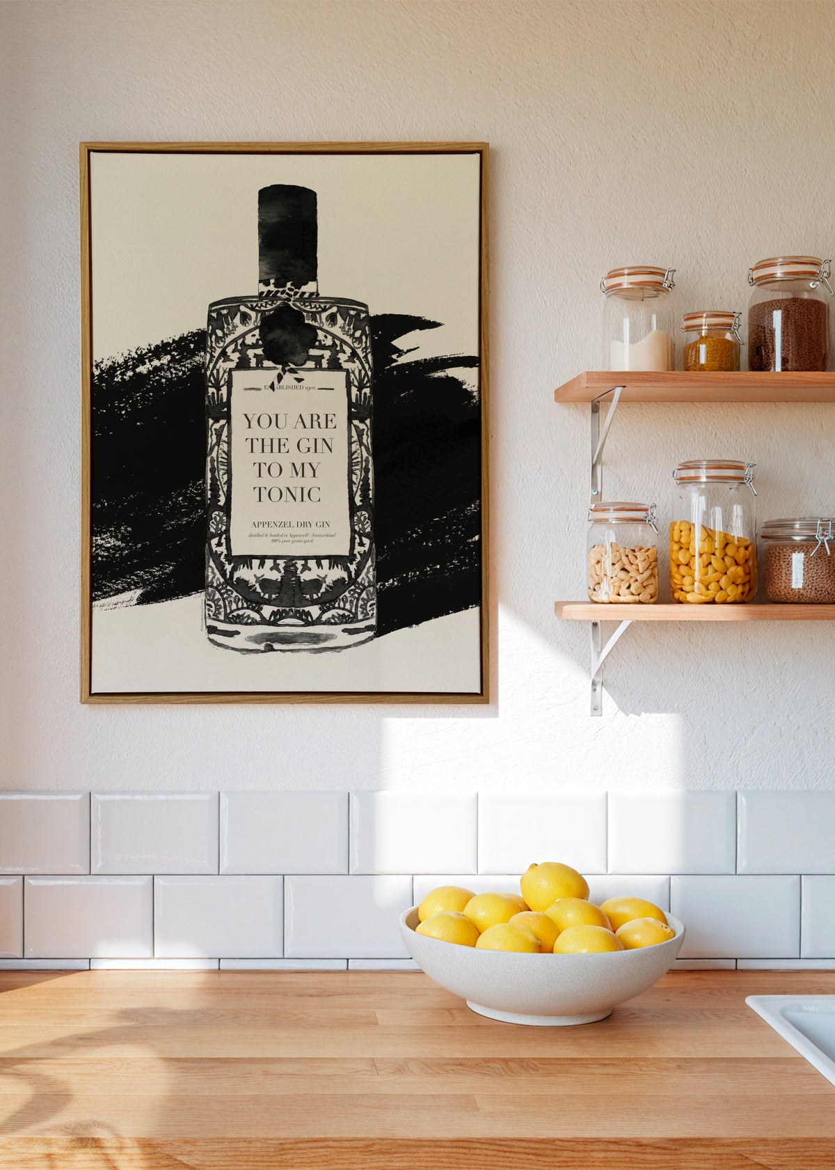 Gin to my tonic - Framed canvas in an interior
