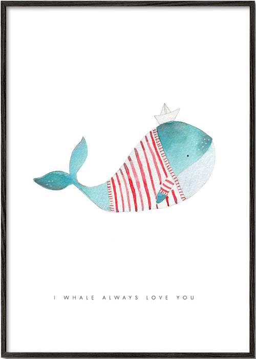 Kinderprint walvis met papieren boot