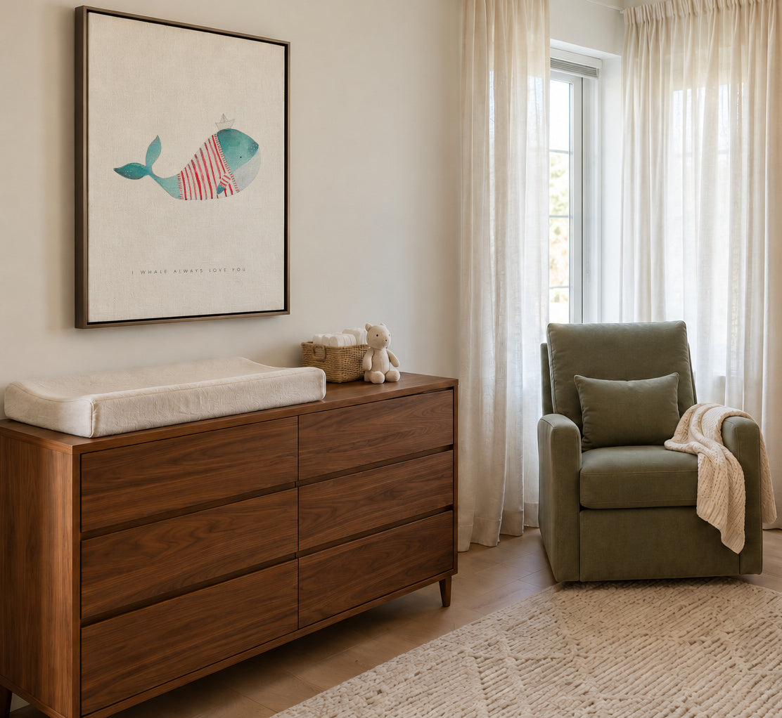 Whale solo - Framed canvas in an interior