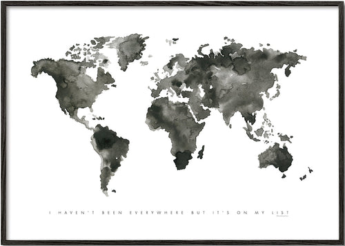 Stadsposter met monochroom aquarelkaart