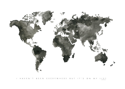 Stadsposter met monochroom aquarelkaart