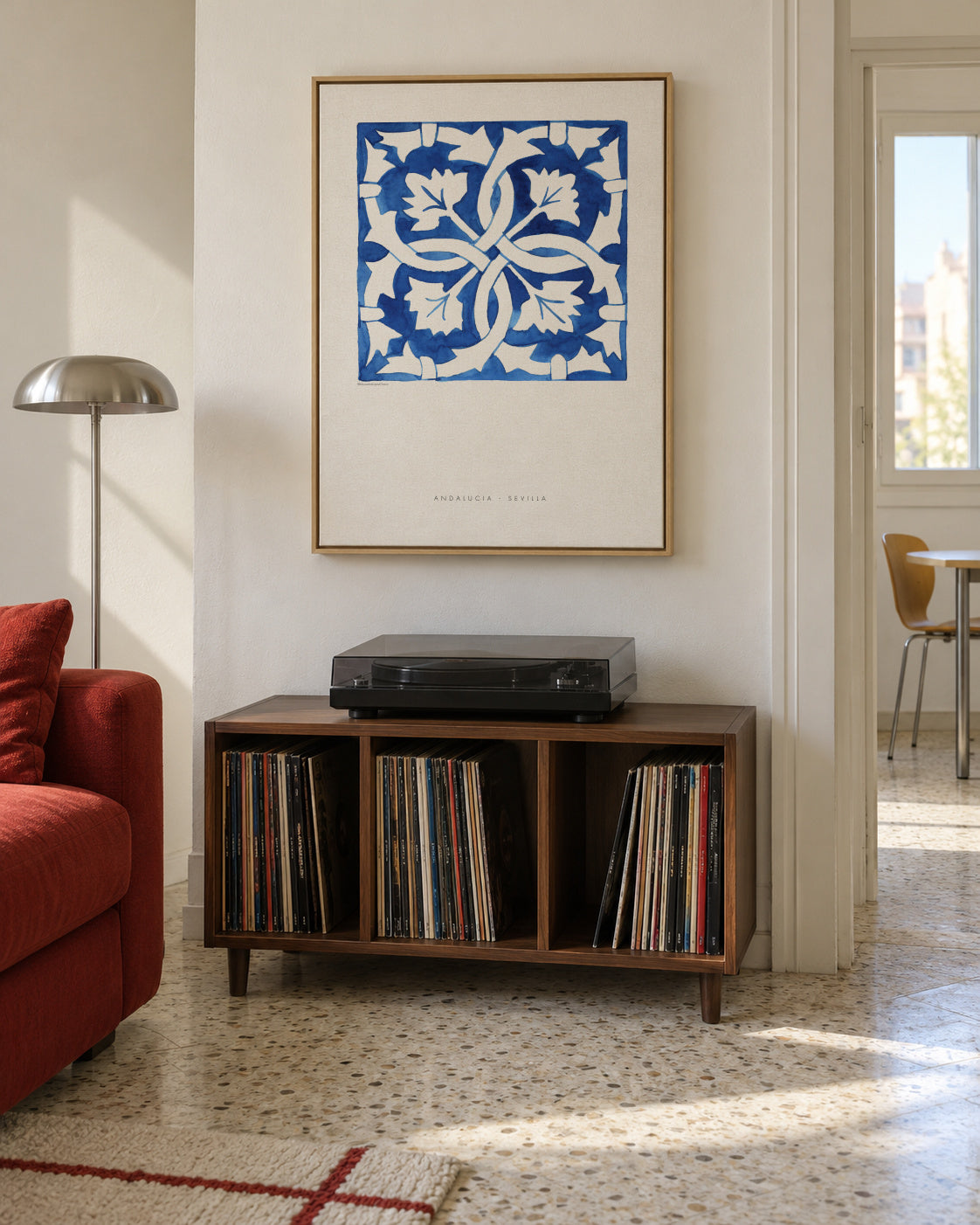 Tile Sevilla blue - Framed canvas in an interior