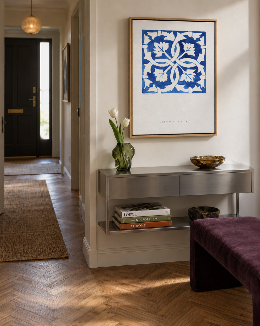Tile Sevilla blue - Framed canvas in an interior