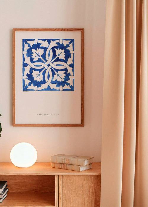 Botanische print: Sevilla-tegel in blauw