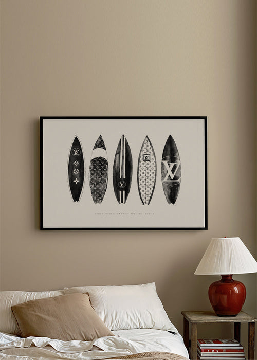 Sportkunst surfplanken in monochroom