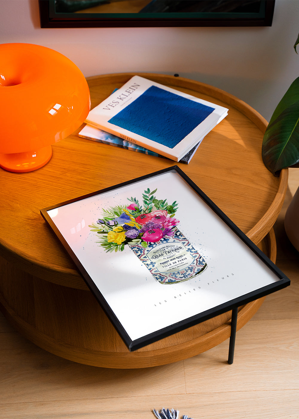 Botanische print in vintage blik met aquarelboeket