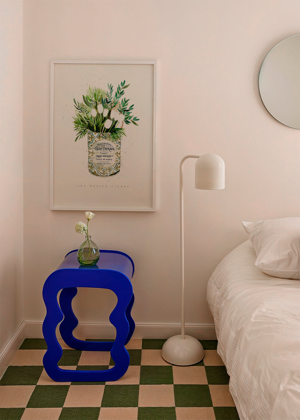 Botanische print witte tulpen in vintage blik