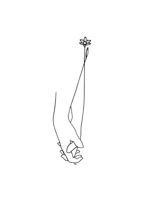 Minimalistische lijnillustratie handen