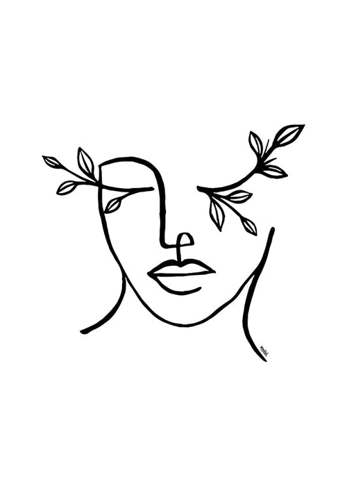 Botanische print lineair gezicht