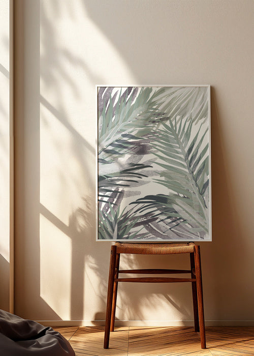 Botanische poster met palmblaaderen in aquarel