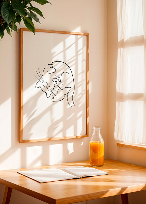Kunstwerk kat lijntekening