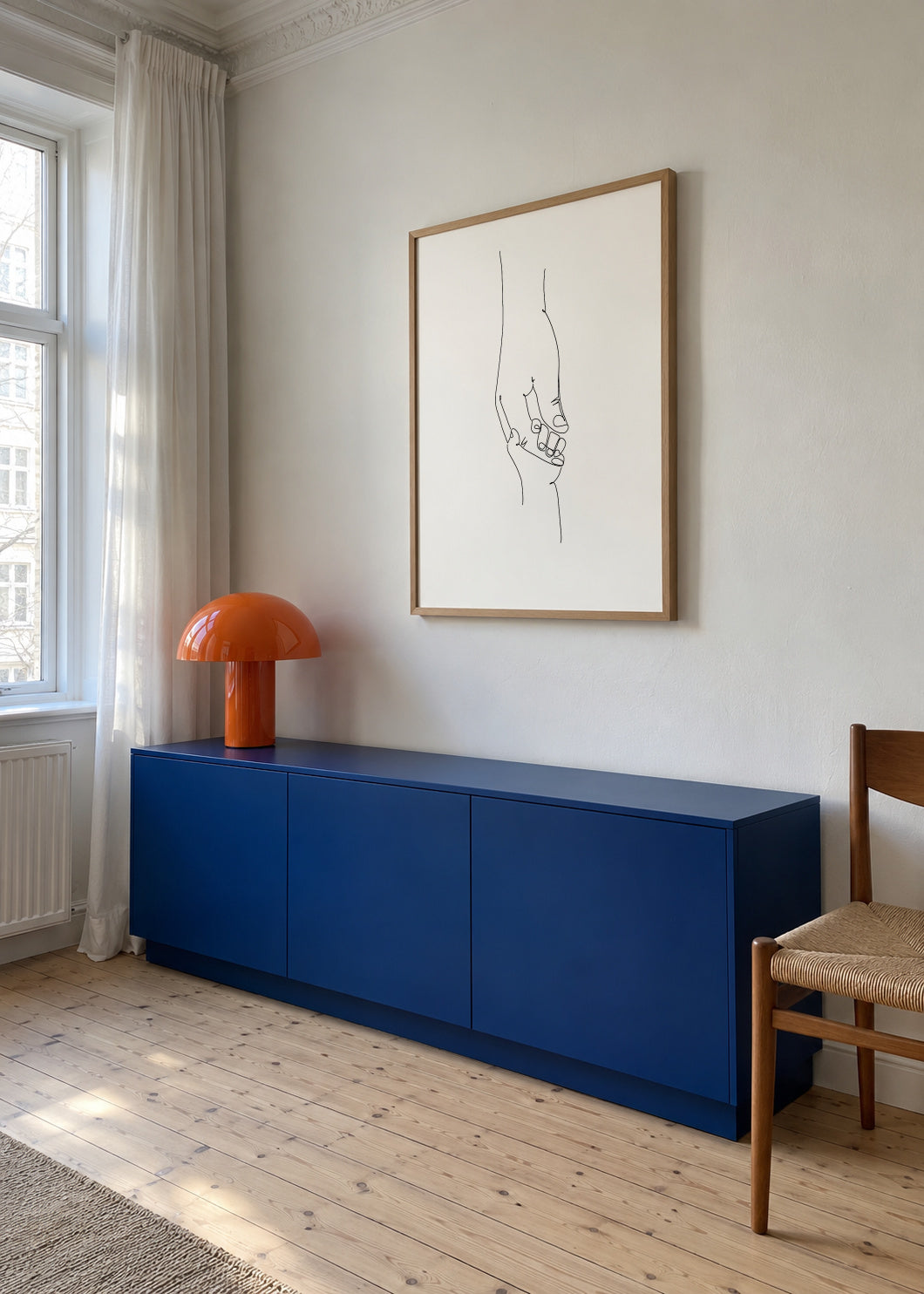 Line Art Babyhand - Framed poster in an interior