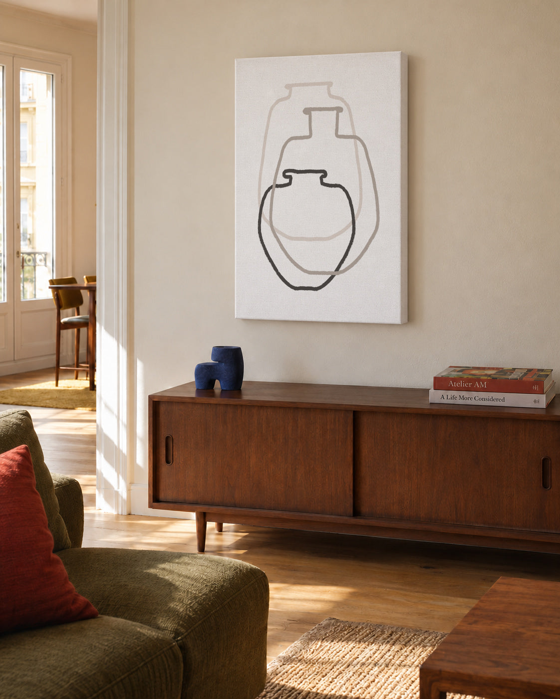 Abstract Vases Black - Unframed canvas in an interior