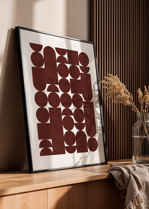 Geometrische poster retro bruin