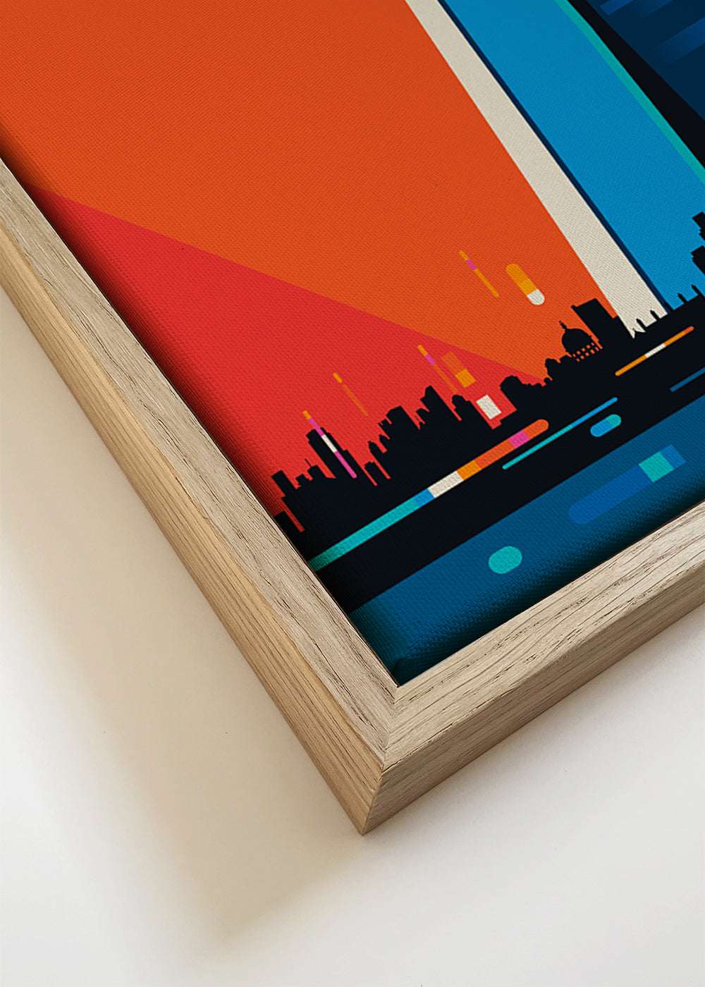 Stadskunst poster met blauwe wolkenkrabber
