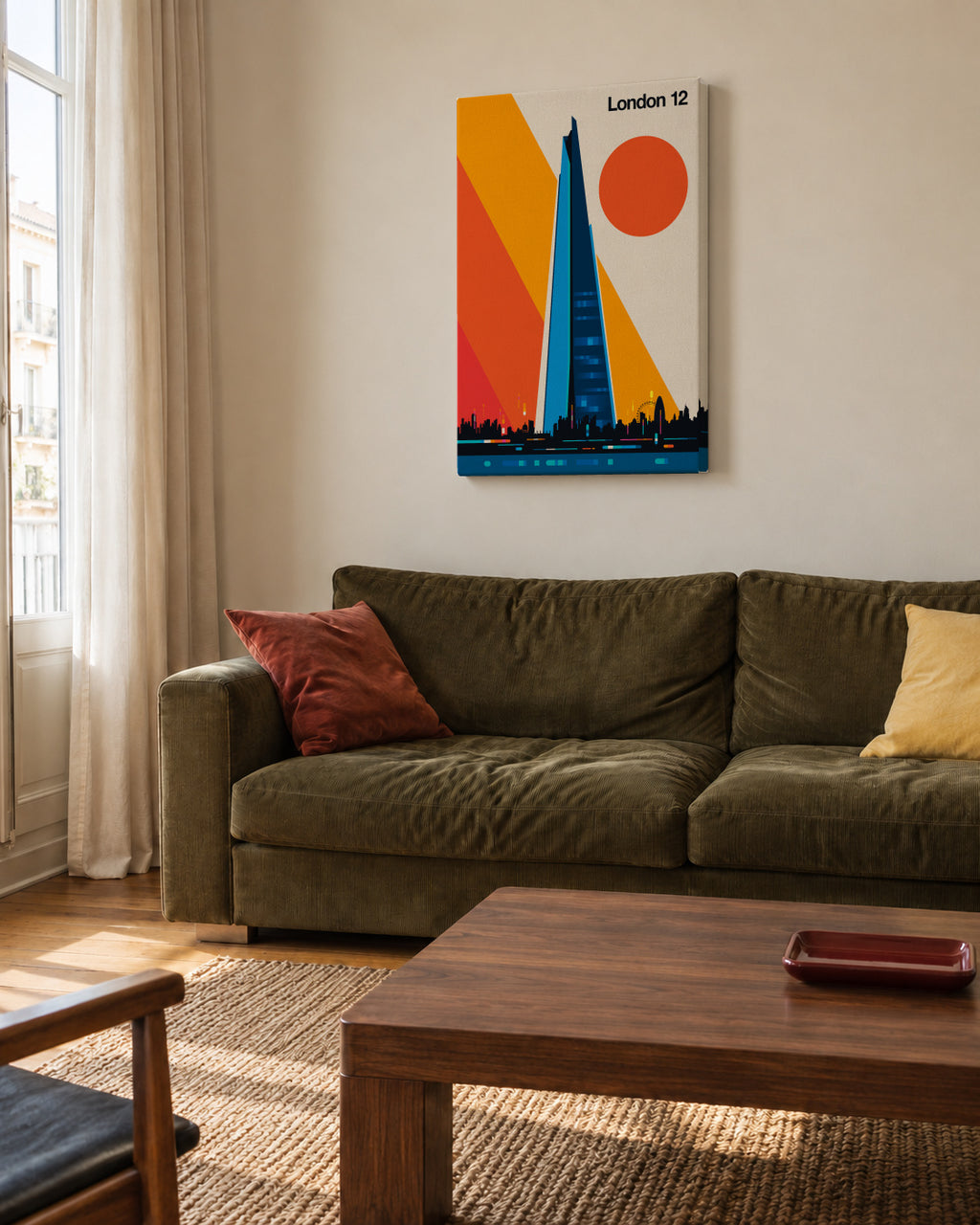 London 12 - Unframed canvas in an interior