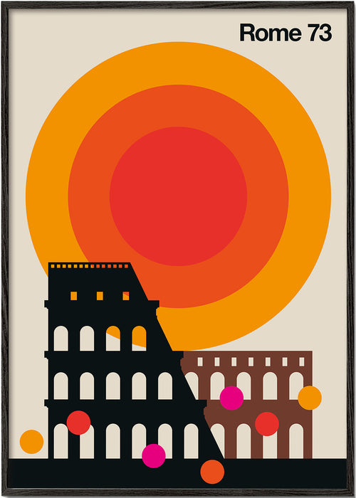 Reisposter Rome 73, Colosseum grafisch retro