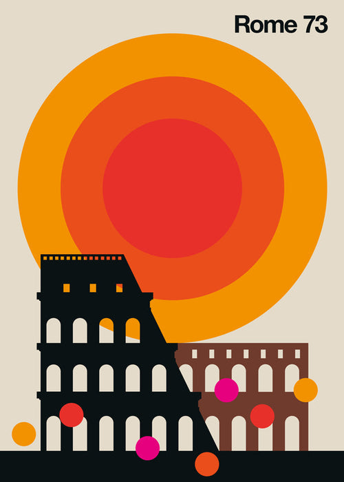 Reisposter Rome 73, Colosseum grafisch retro