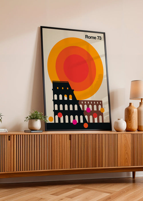 Reisposter Rome 73, Colosseum grafisch retro