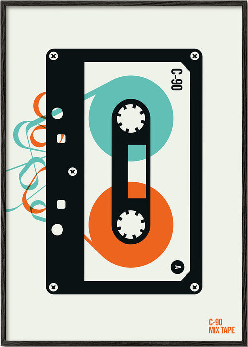 Vintage poster Mixtape cassette illustratie