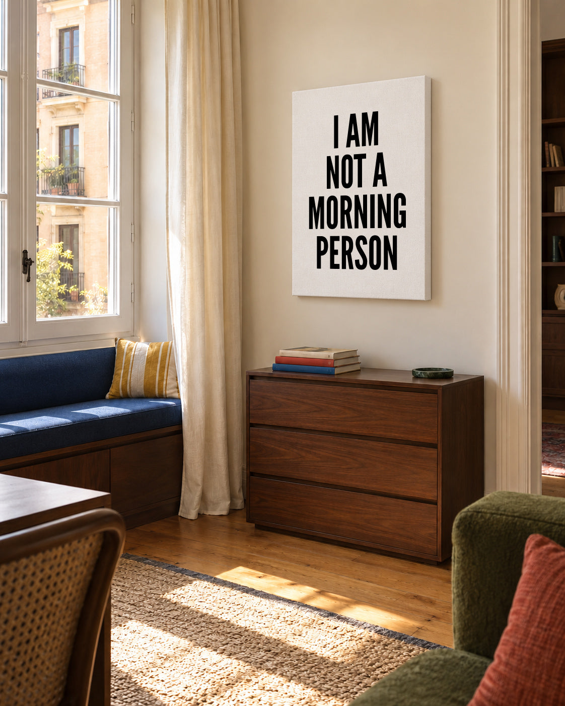 Morning Person - Unframed canvas in an interior