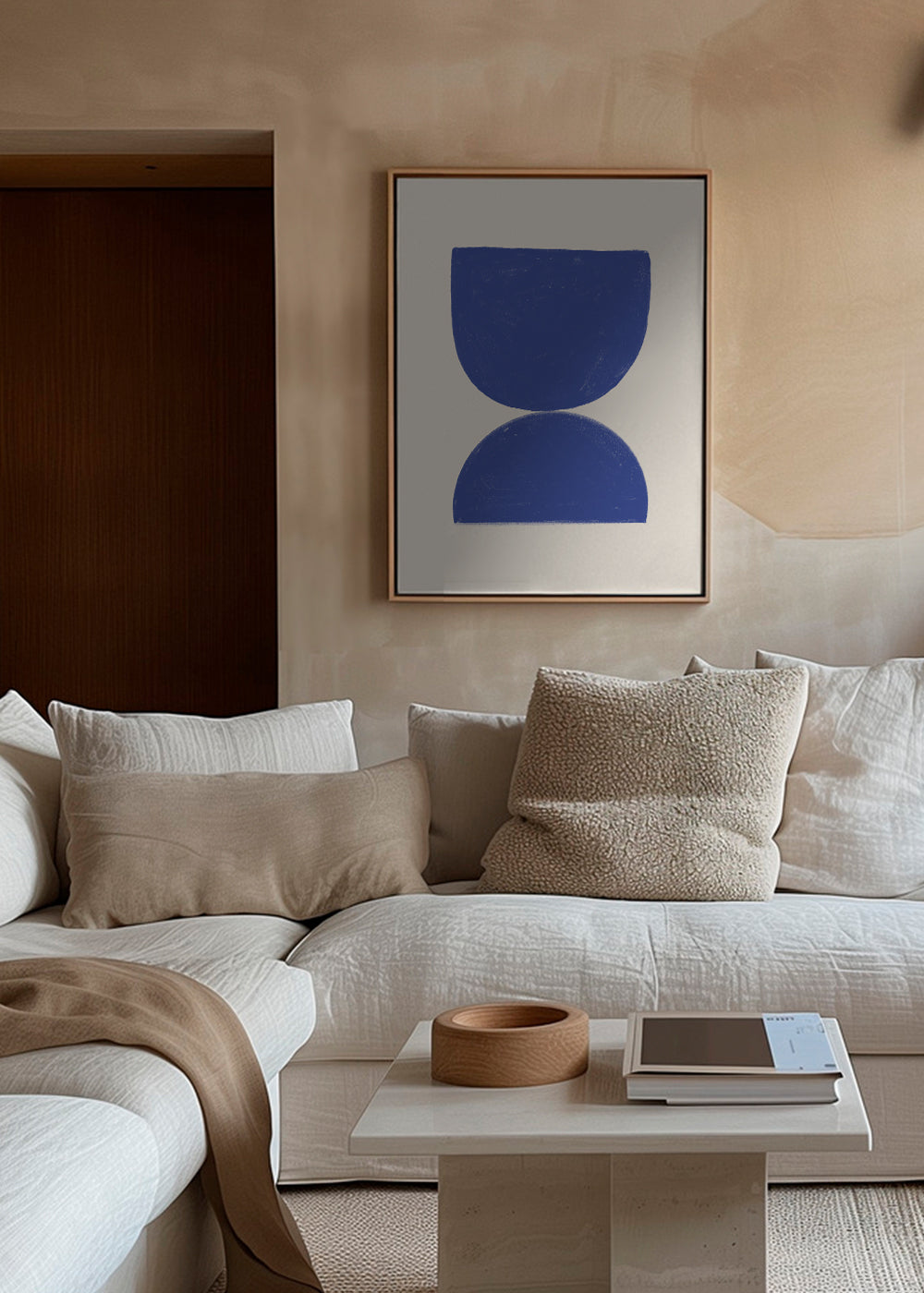 Geometrische poster blauw minimal halve cirkels