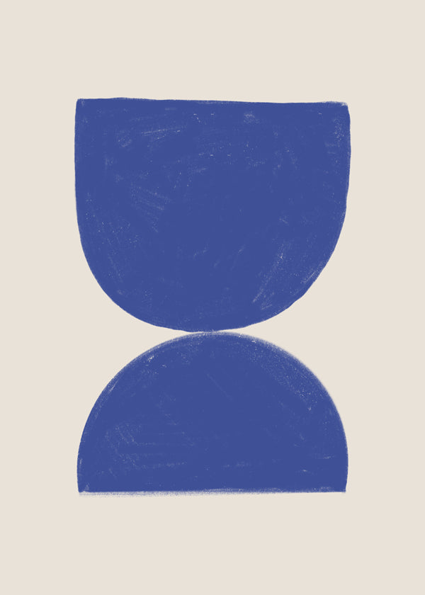 Geometrische poster blauw minimal halve cirkels