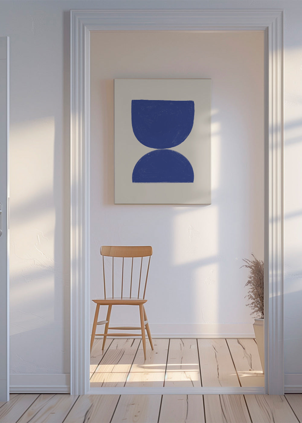 Geometrische poster blauw minimal halve cirkels