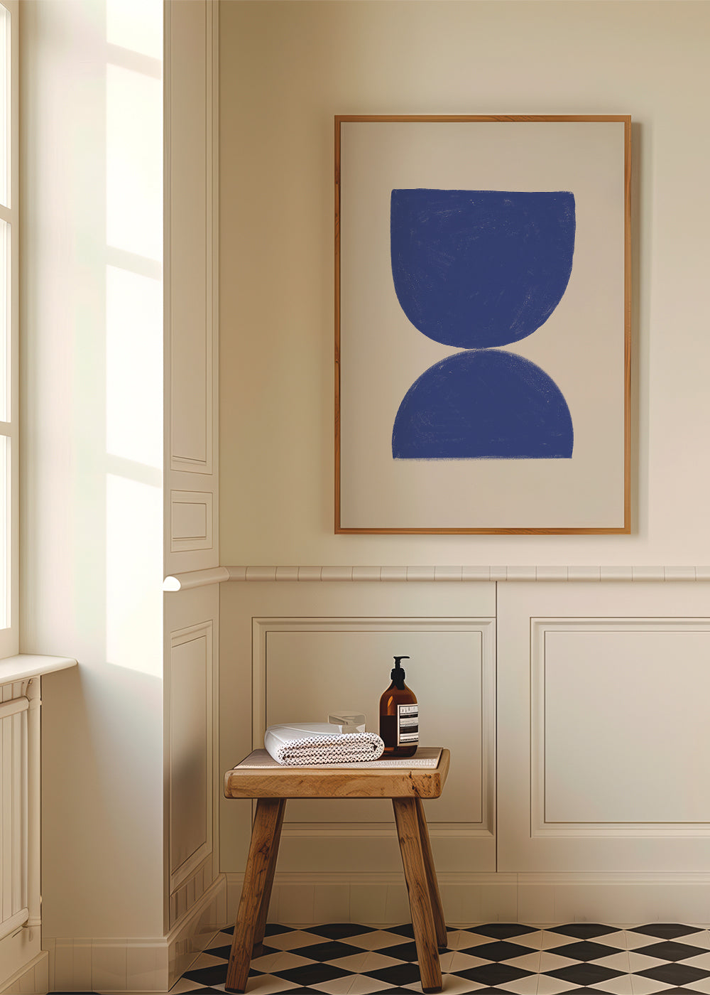 Geometrische poster blauw minimal halve cirkels