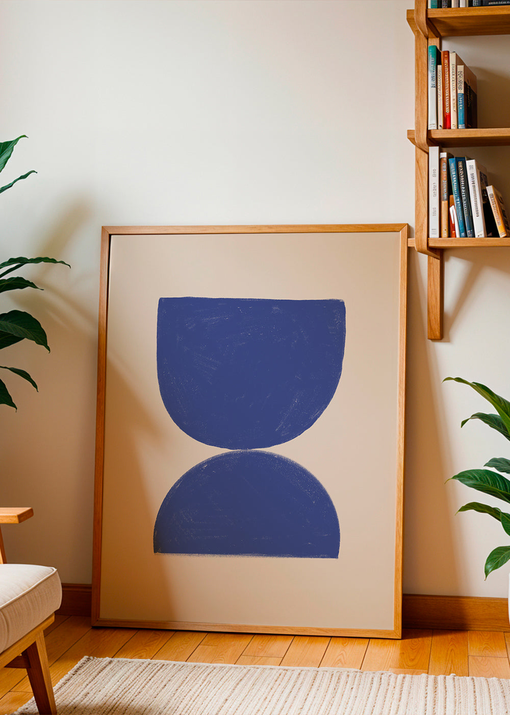 Geometrische poster blauw minimal halve cirkels
