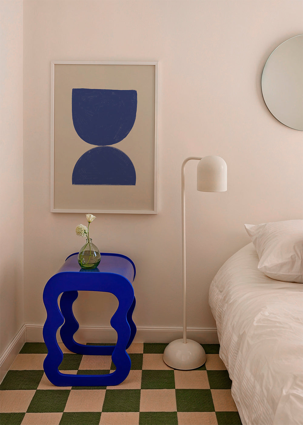 Geometrische poster blauw minimal halve cirkels