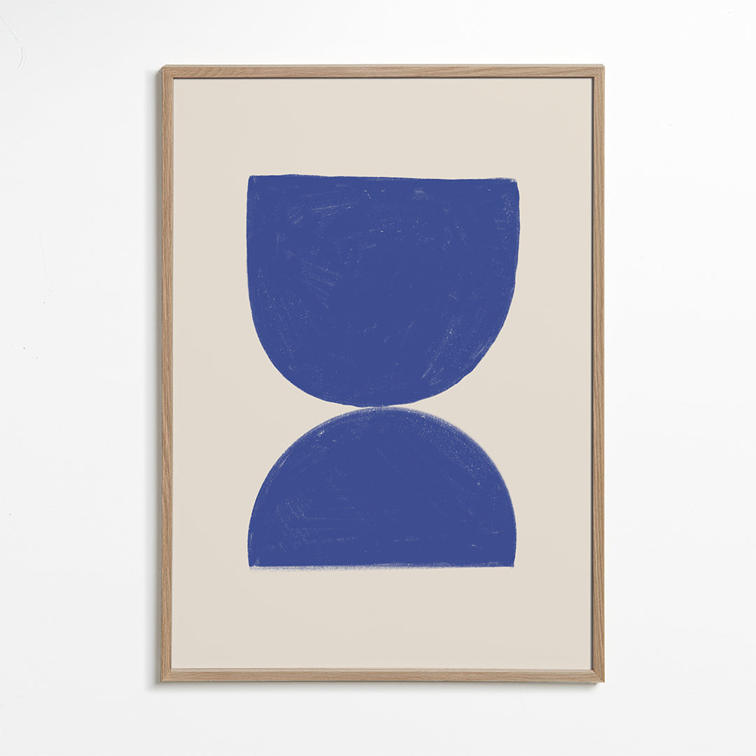 Geometrische poster blauw minimal halve cirkels