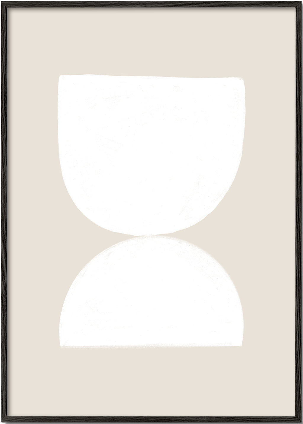 Minimalistische poster twee witte vormen op beige