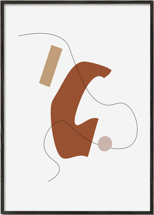 Abstract kunstwerk met aardse vorm en lijn