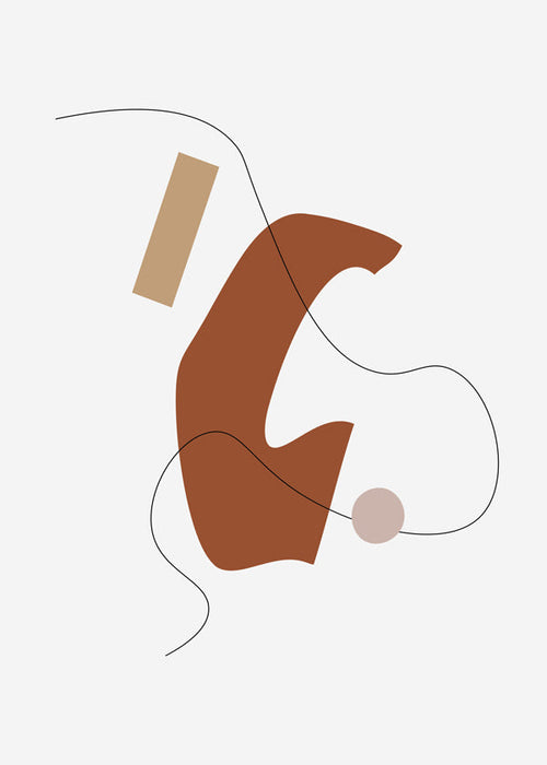 Abstract kunstwerk met aardse vorm en lijn