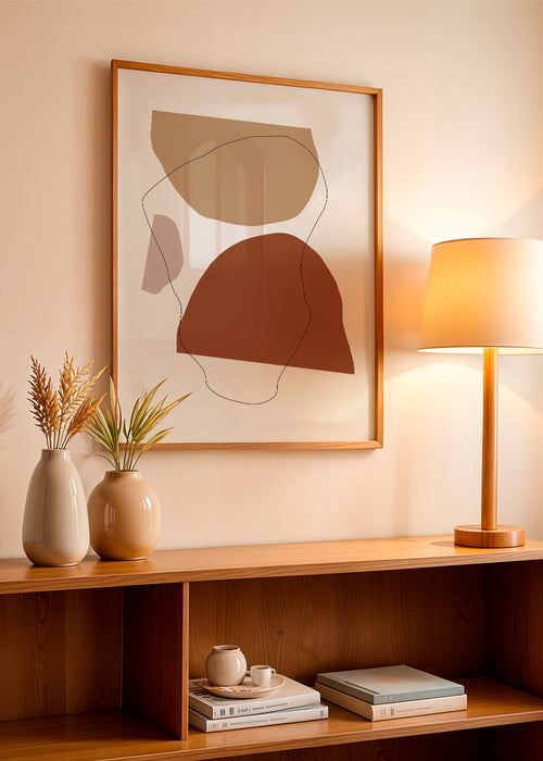 Abstract kunst terracotta en beige