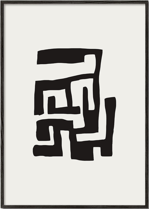 Abstract kunstwerk zwart op beige achtergrond