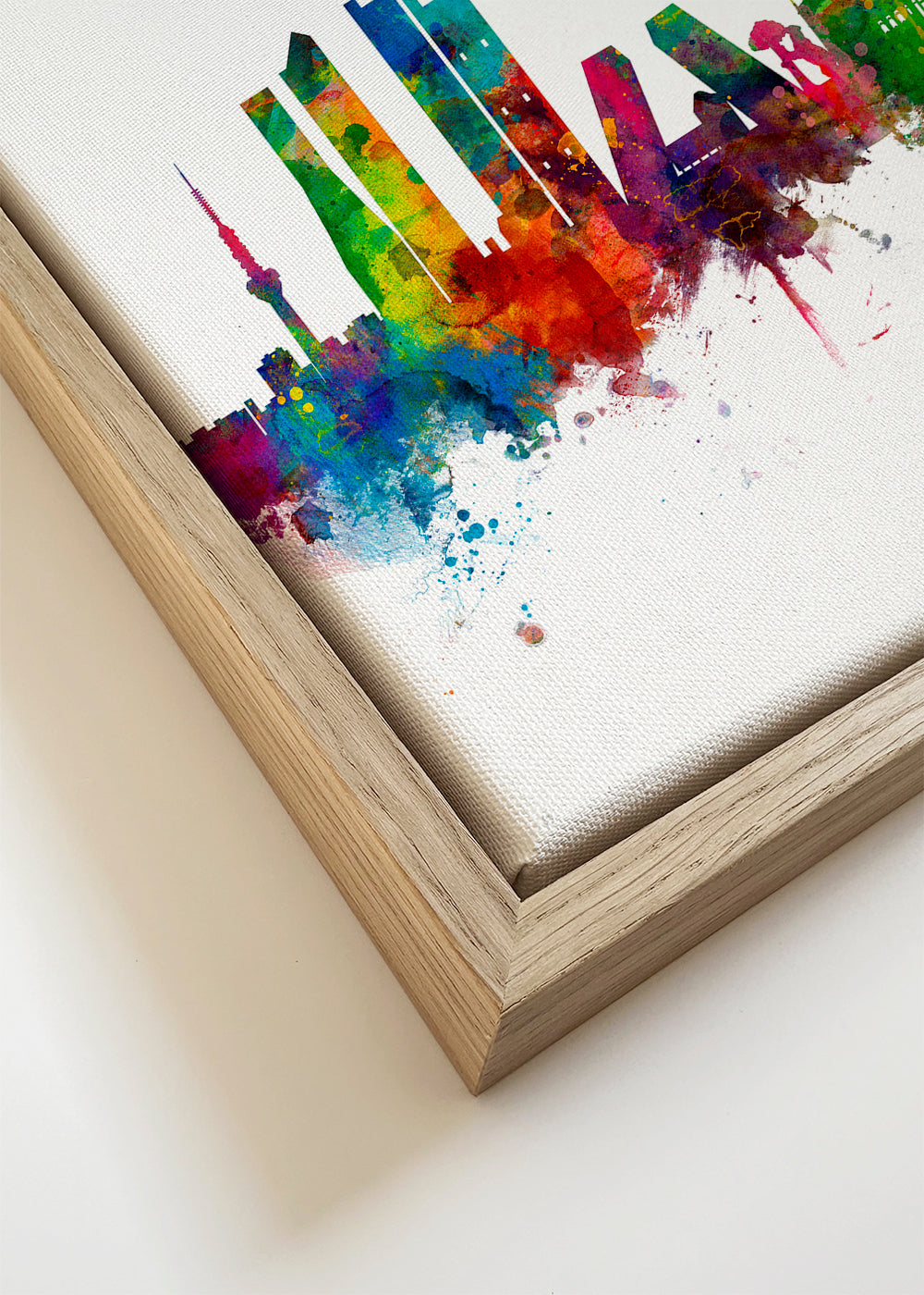 Reisposter: Madrid skyline aquarel in felle kleuren