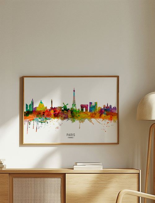 Keuken kunst: Parijs skyline in aquarel
