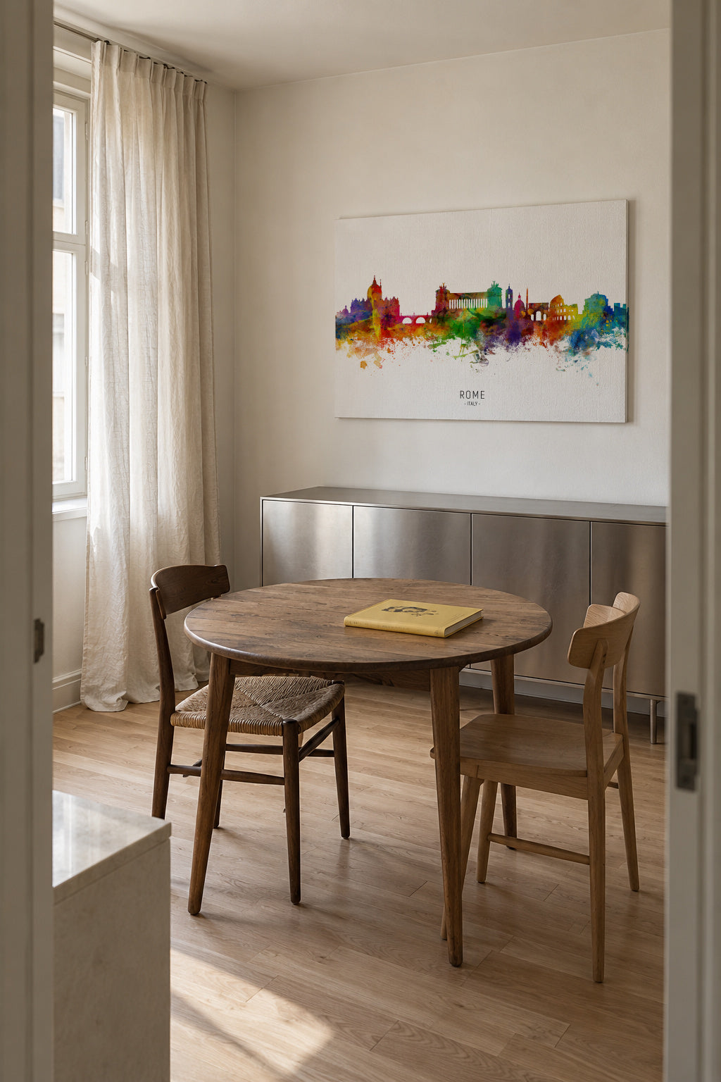 Rome Skyline multicolor - Unframed canvas in an interior
