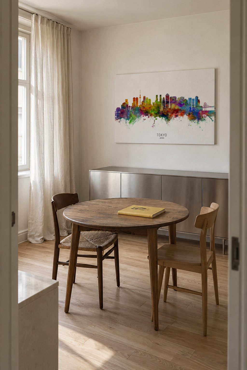 Tokyo Skyline multicolor - Unframed canvas in an interior