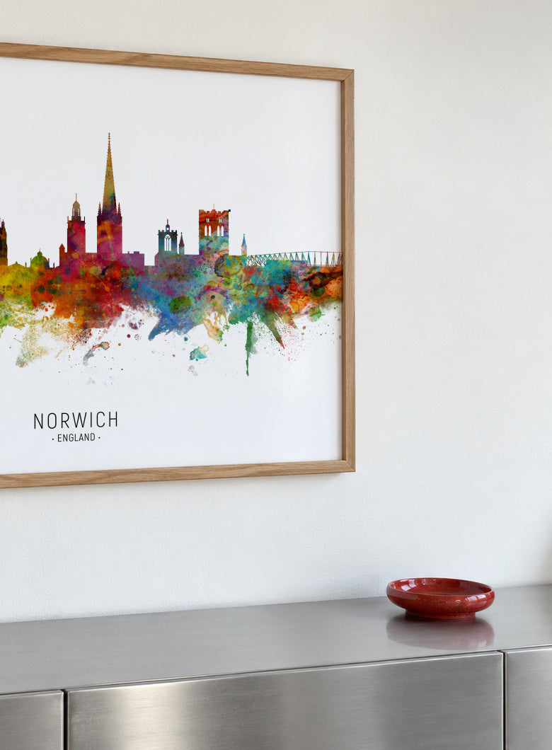 Norwich Skyline multicolor - Framed poster detail