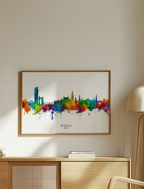 Reisposter: Sevilla skyline in aquarel
