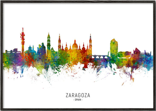 Stadsafbeelding Zaragoza kleurrijke skyline