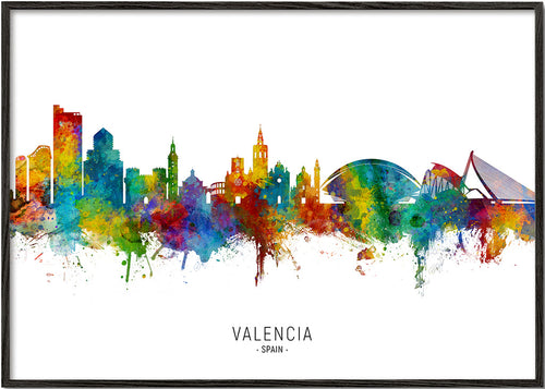 Reisposter Valencia skyline aquarel