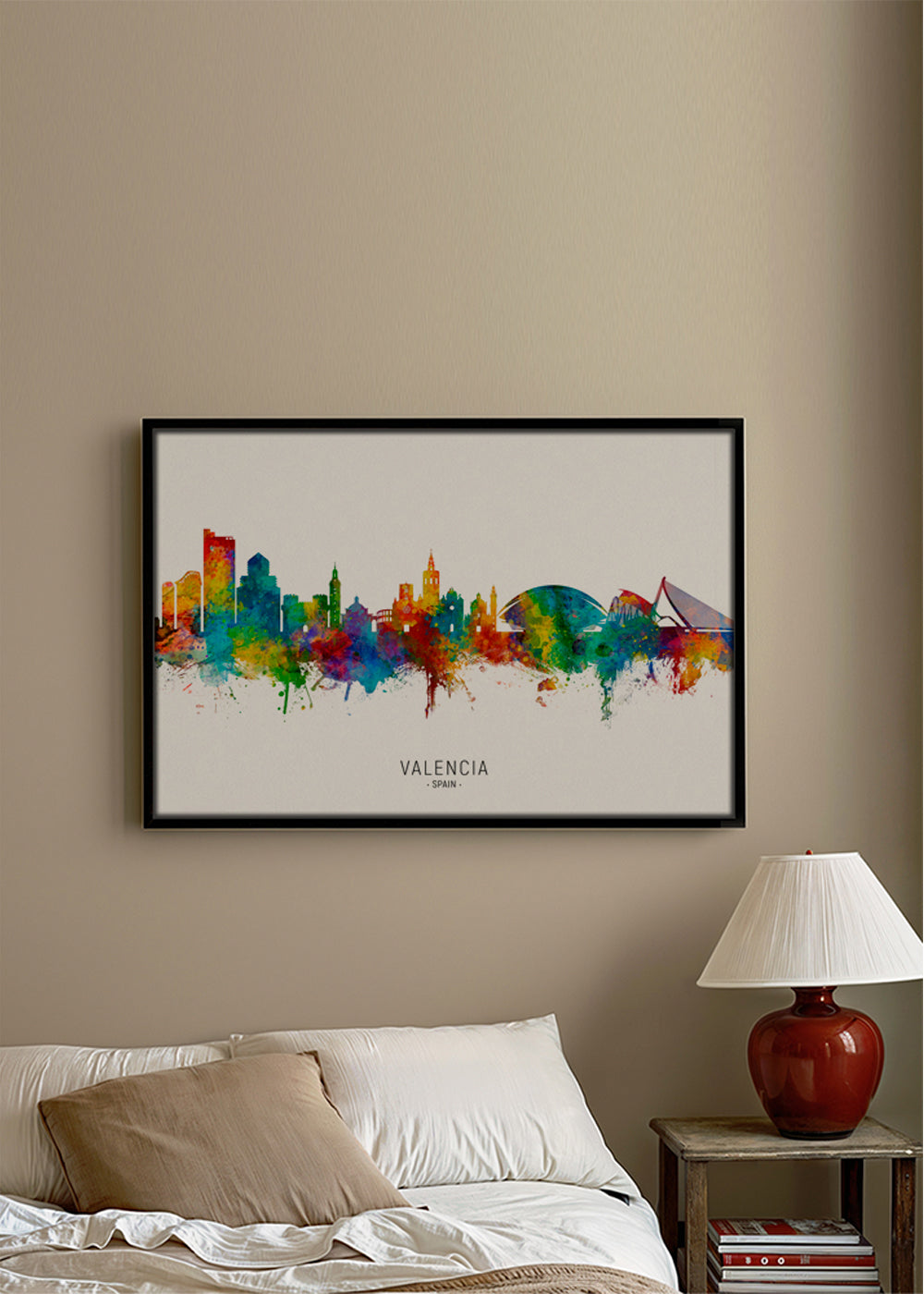 Reisposter Valencia skyline aquarel