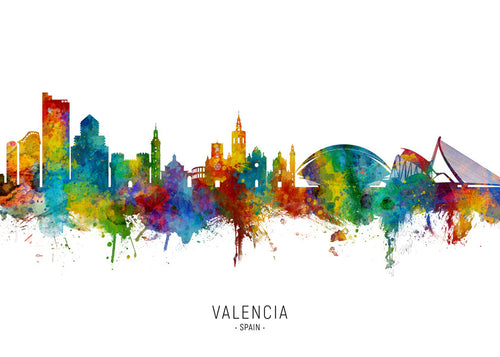 Reisposter Valencia skyline aquarel